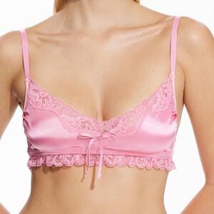 Cute And Spicy Lily Pink Satin Bralette